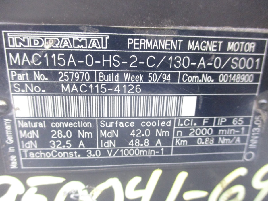 INDRAMAT MAC115A-0-HS-2-C/130-A-0/S001 NSNP