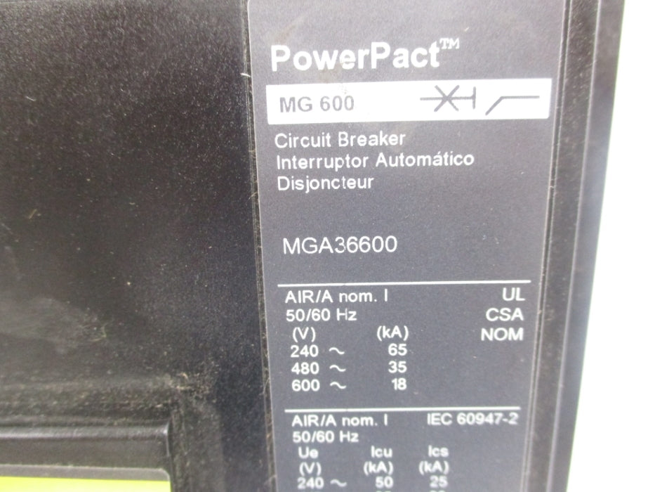 SQUARE D MGA36600 240V 600A (AS PICTURED) NUPI