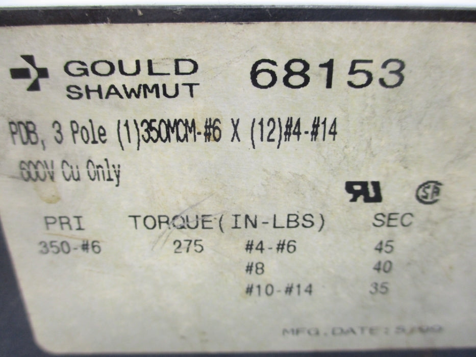 GOULD SHAWMUT 68153 UNMP