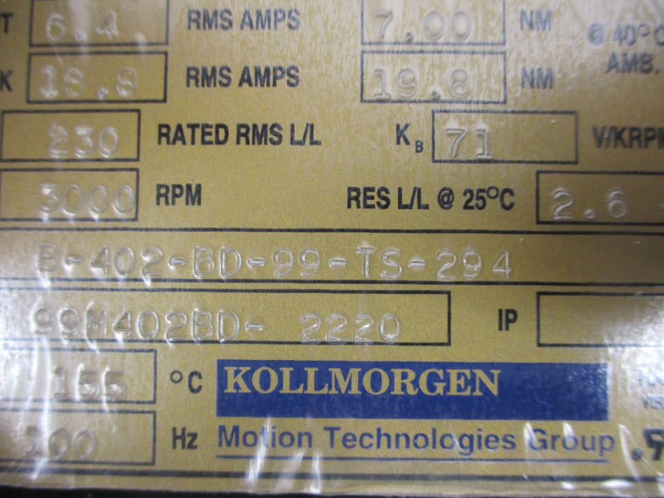 KOLLMORGEN B-402-BD-99-TS-294 NSNP