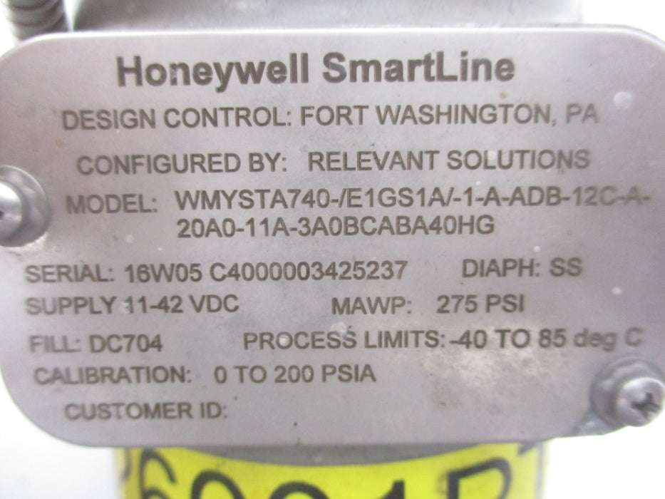 HONEYWELL WMYSTA740-/E1GS1A/-1-A-ADB-12C-A-20A0-11A-3A0BCABA40HG 275PSI UNMP