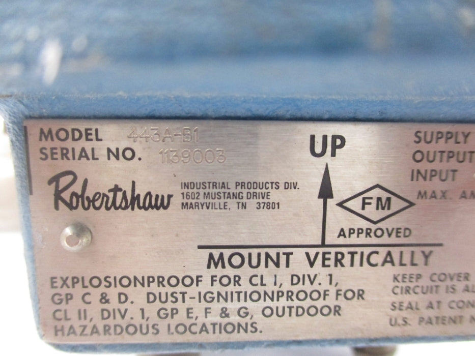 ROBERTSHAW 443A-B1 20PSI UNMP