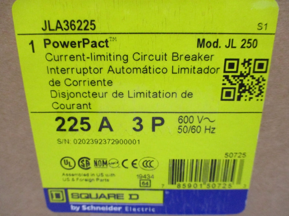 SQUARE D JLA36225 SER. 1 600V 225A NSMP