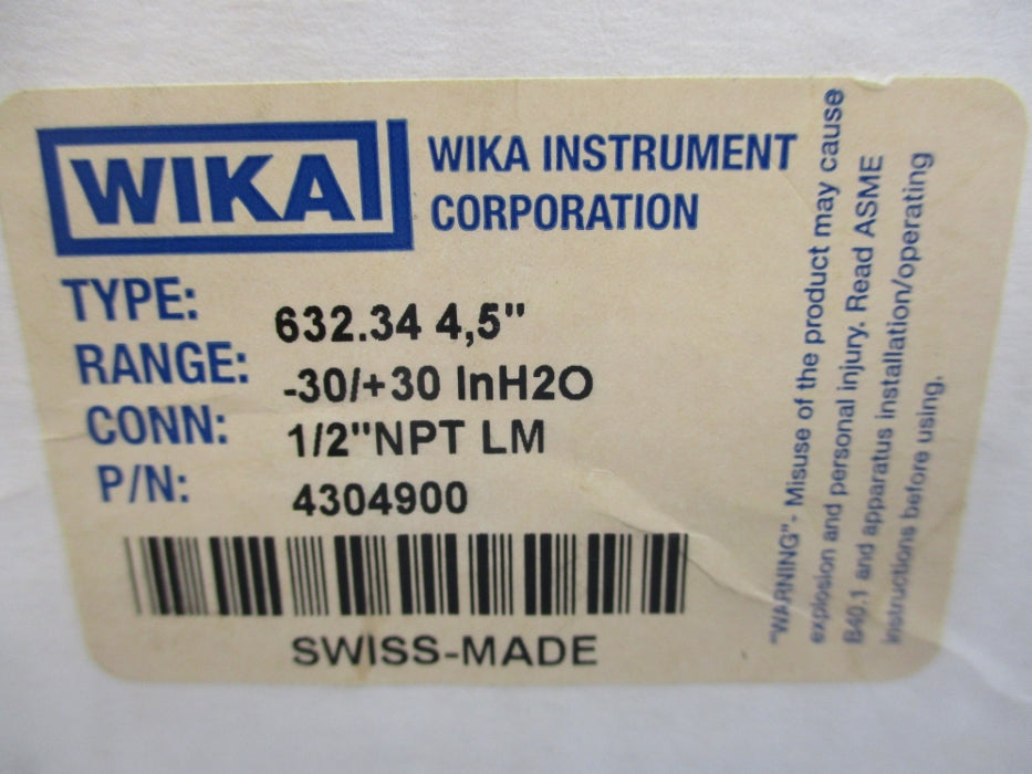 WIKA 4304900 -30-0-30PSI NSMP