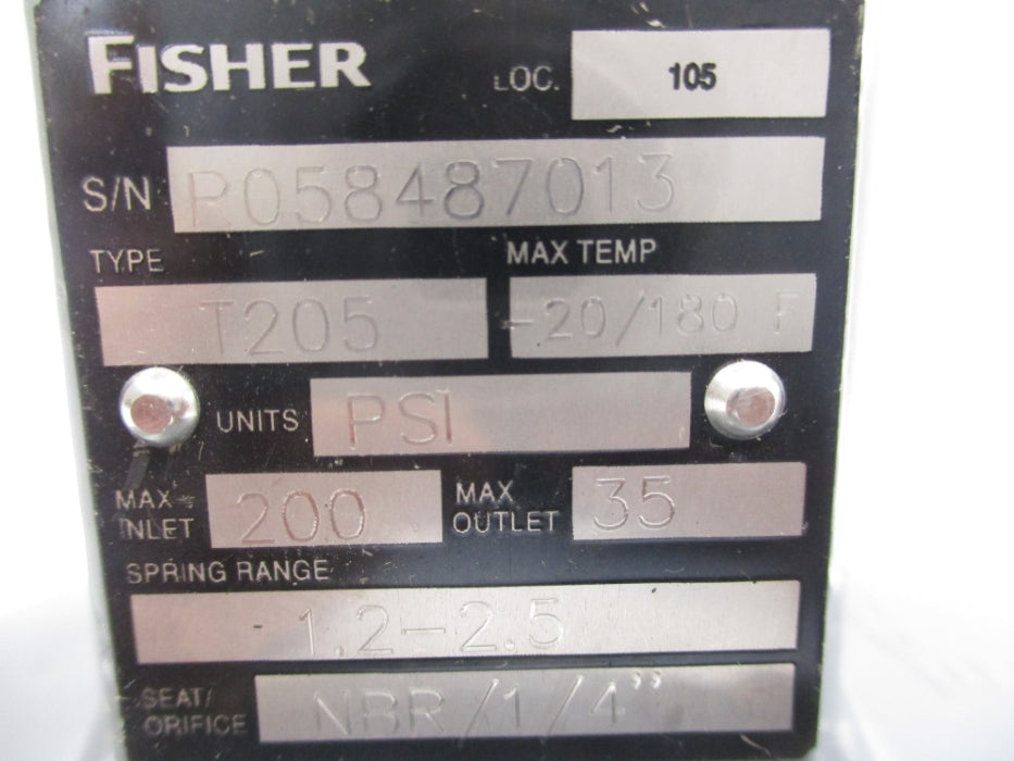 FISHER CONTROLS T205 200PSI NSNP