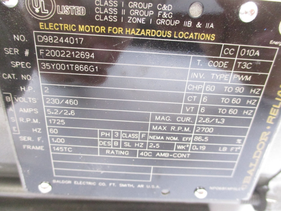BALDOR ELECTRIC 35Y001T866G1 SER. F NSNP