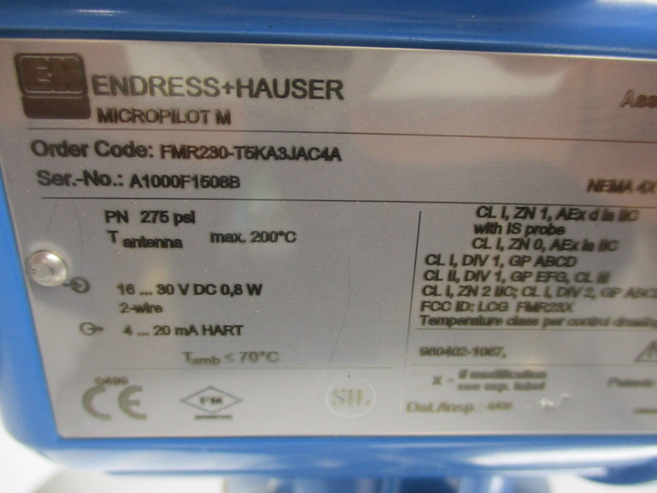 ENDRESS+HAUSER FMR230-T6KA3JAC4A 275PSI NSNP