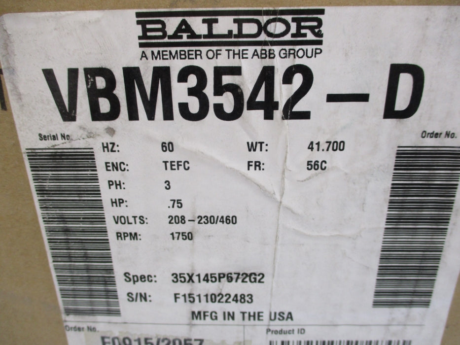 BALDOR VBM3542-D SER. F NSMP