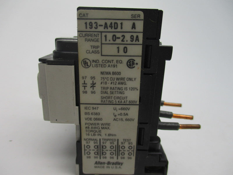 INDUSTRIAL SPARE PART 193-A4D1 SER. A 1.0-2.9A UNMP