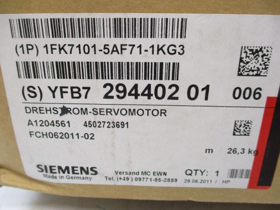 SIEMENS 1FK7101-5AF71-1KG3 NSMP