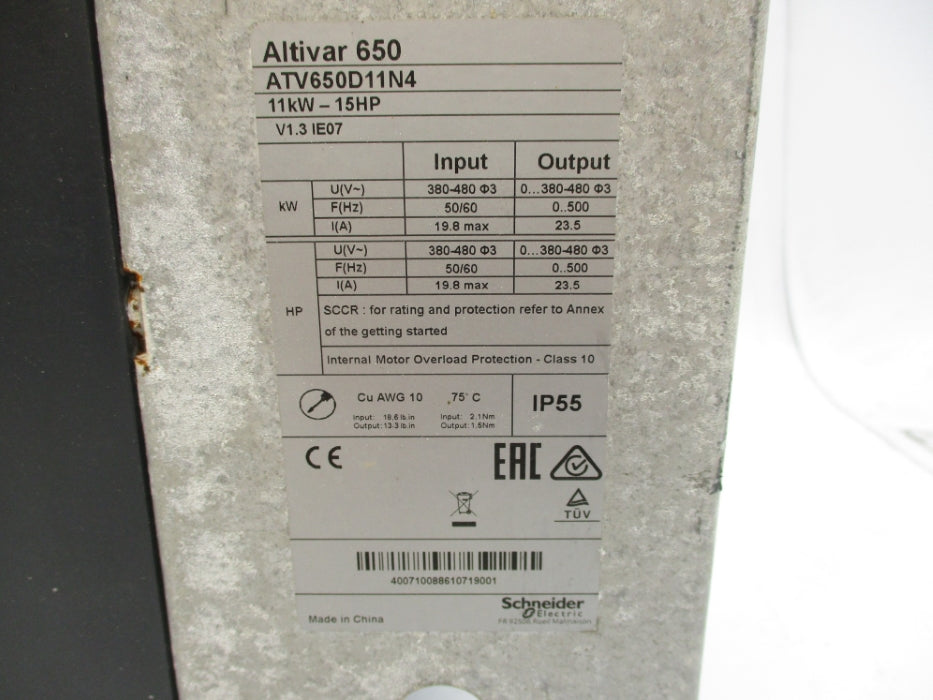 SCHNEIDER ELECTRIC ATV650D11N4 UNMP