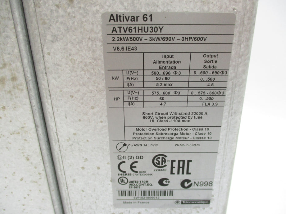 SCHNEIDER ELECTRIC ATV61HU30Y UNMP