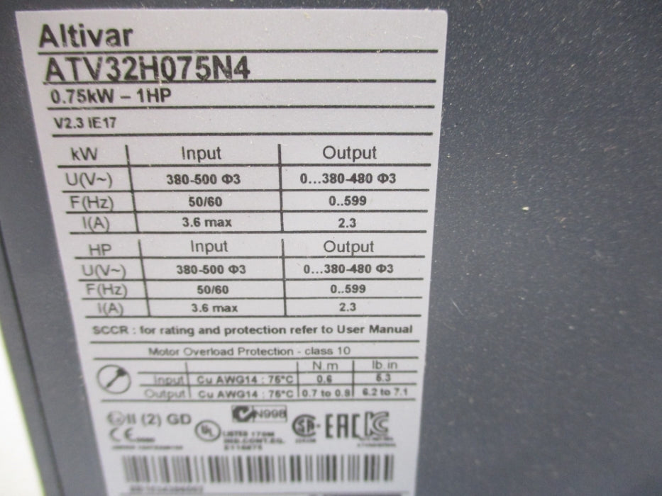 SCHNEIDER ELECTRIC ATV32H075N4 (AS PICTURED) UNMP