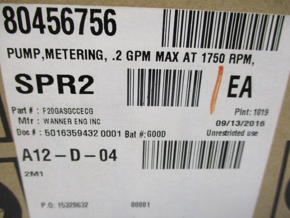 WANNER ENGINEERING F20GASGCCECG NSMP