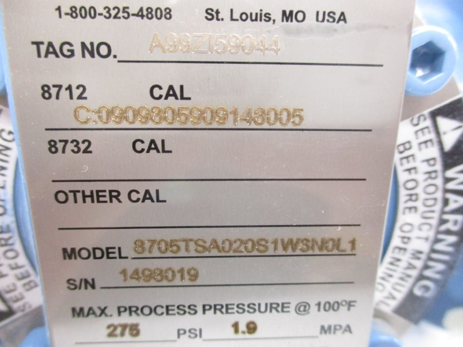 ROSEMOUNT 8705TSA020S1W3N0L1 275PSI NSNP