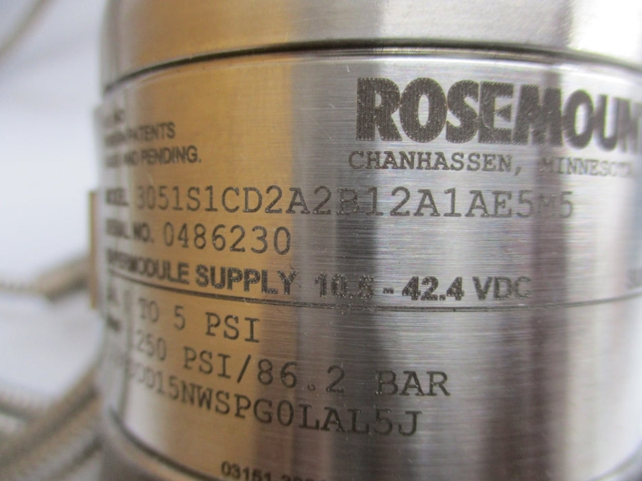 ROSEMOUNT 3051S1CD2A2B12A1AE5M5 250PSI NSMP