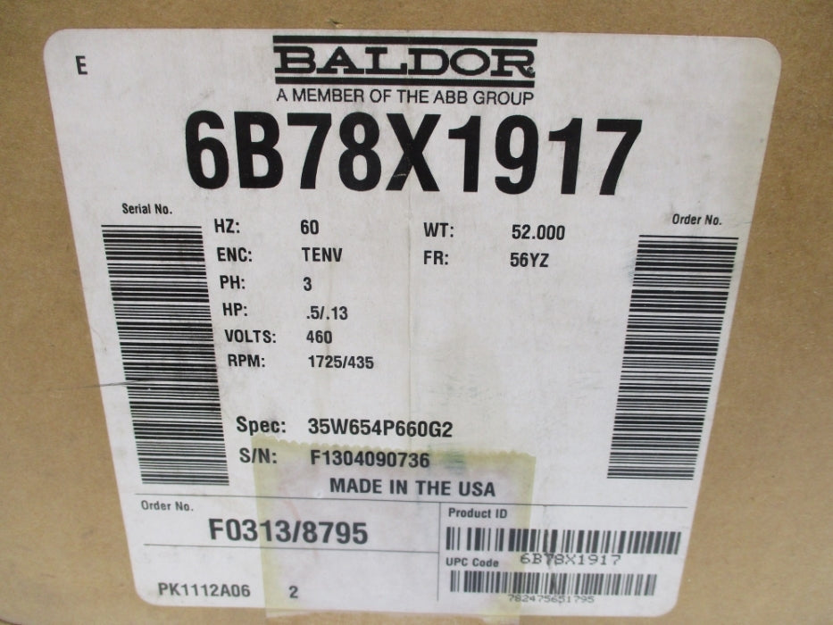BALDOR 6B78X1917 (AS PICTURED) NSMP