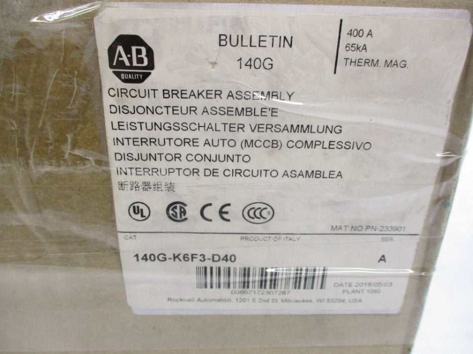 ALLEN BRADLEY 140G-K6F3-D40 SER. A 400A NSMP