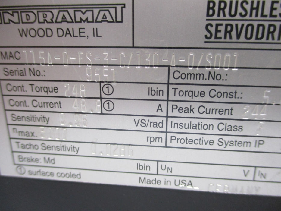 INDRAMAT MAC115A-0-FS-3-C/130-A-0/S001 NSNP
