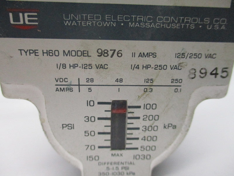 UNITED ELECTRIC H60 9876 UNMP