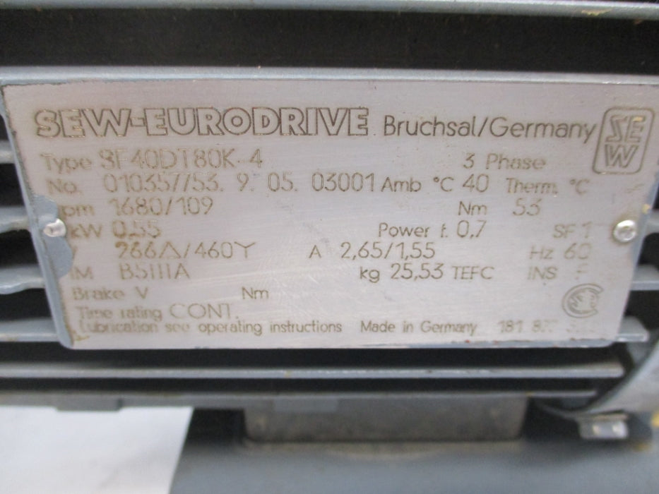 SEW-EURODRIVE SF40D180K-4 UNMP
