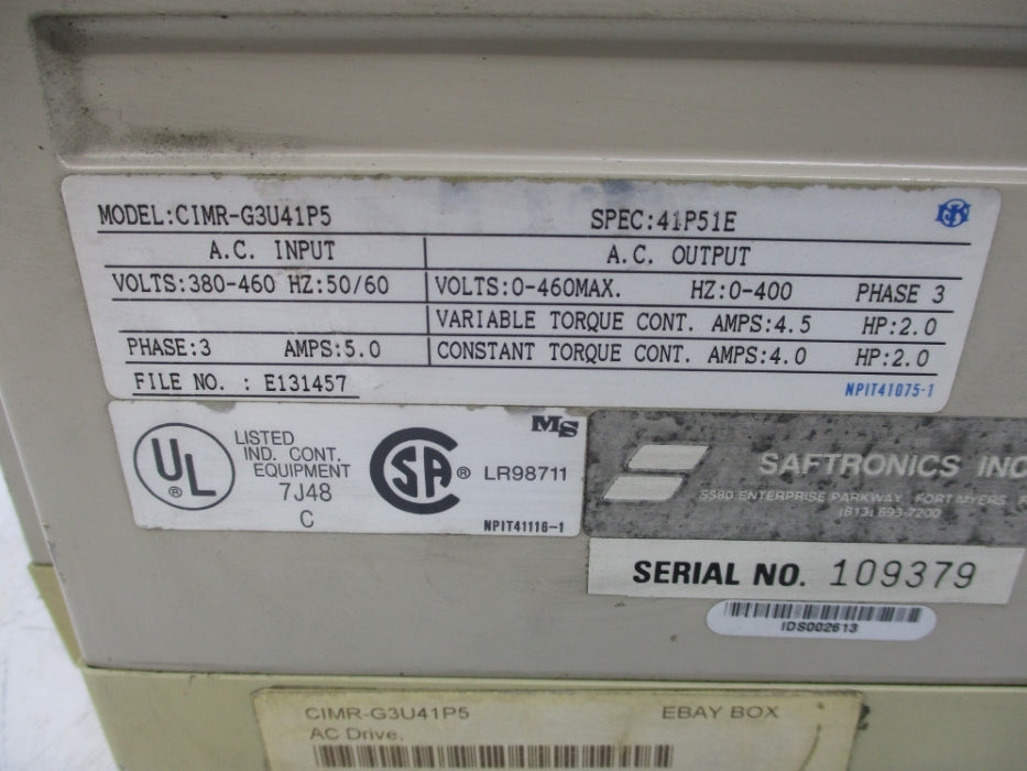 SAFTRONICS CIMR-G3U41P5 UNMP
