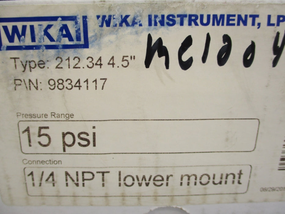 WIKA 212.344.5 9834117 0-15PSI NSMP
