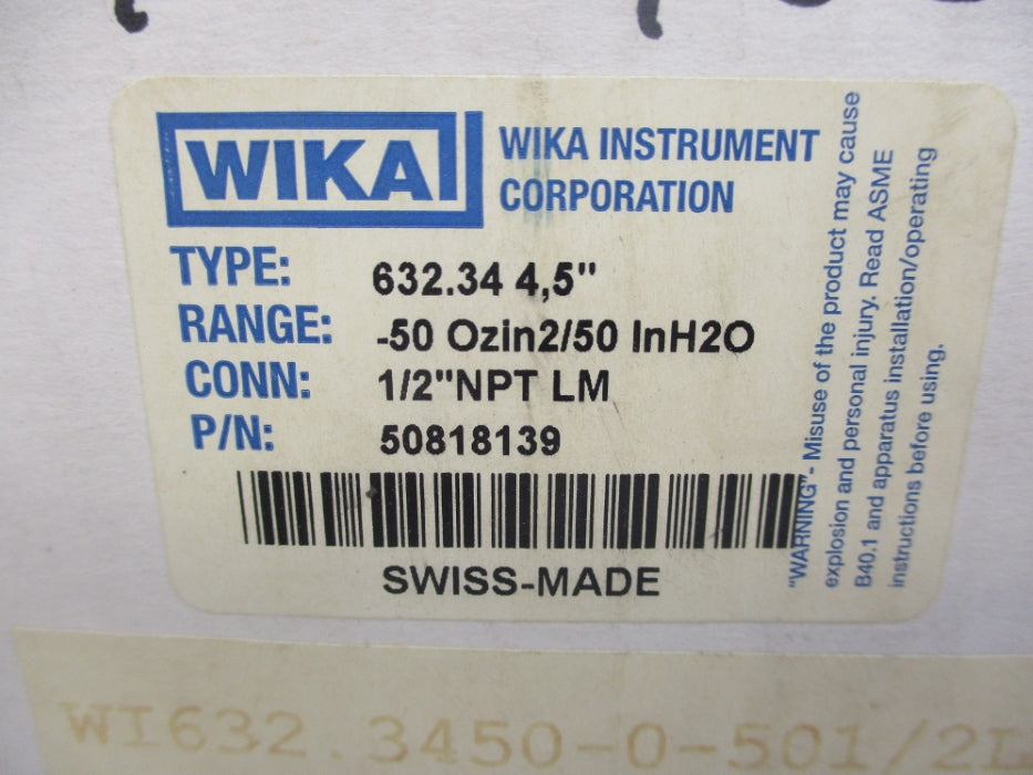 WIKA 50818139 632.344.5 -50-50H20 NSMP