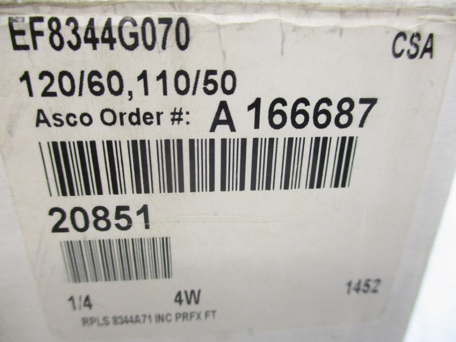 ASCO EF8344G070 110/120V 10-150PSI 1/4" NSMP