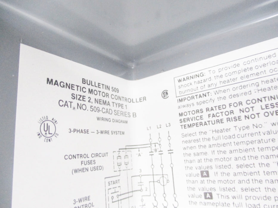 ALLEN BRADLEY 509-CAD SER. B (BR/WH) NSMP