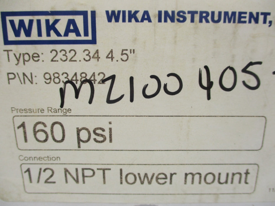 WIKA 232.344.5 9834842 160PSI NSMP