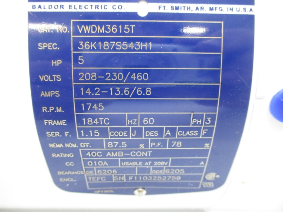 BALDOR VWDM3615T SER. F NSMP