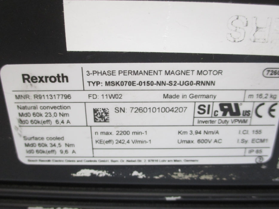 REXROTH R911317796 MSK070E-0150-NN-S2-UG0-RNNN NSNP