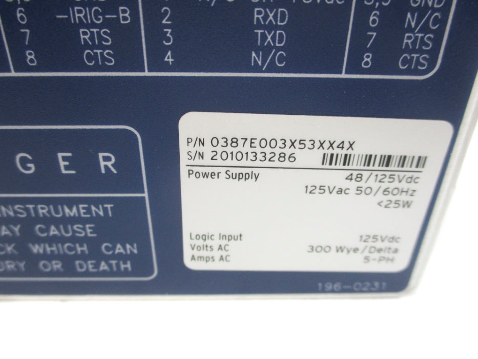 SEL SEL-387E 0387E003X53XX4X 125VDC NSNP