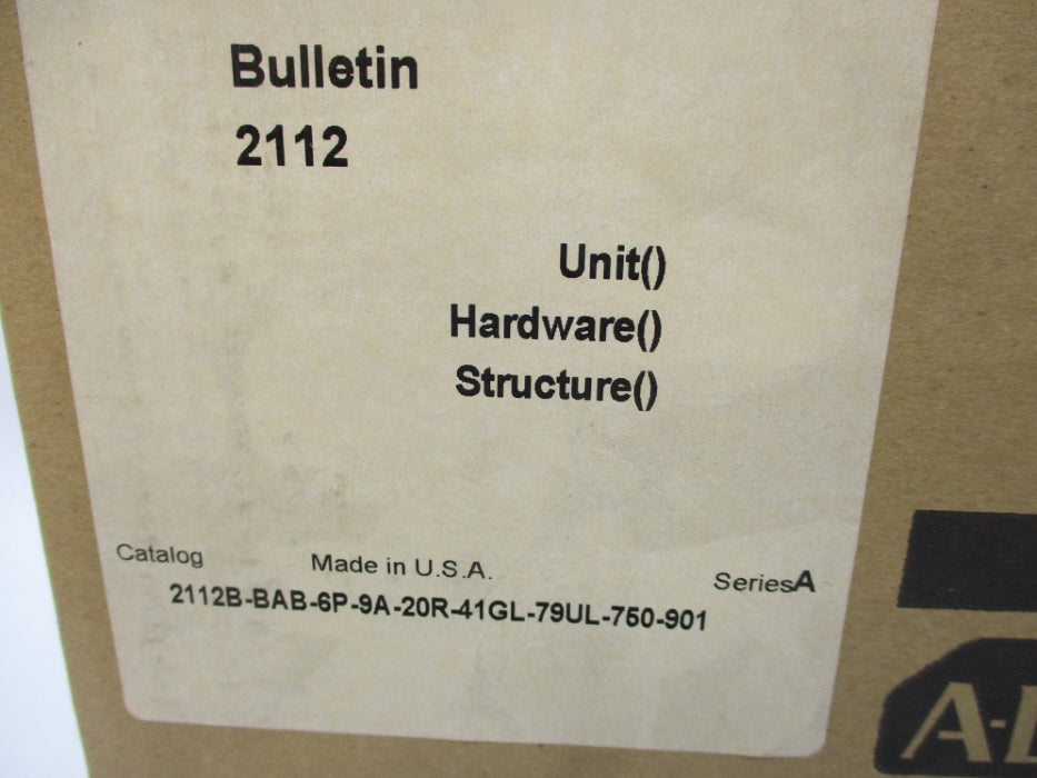 ALLEN BRADLEY 2112B-BAB-6P-9A-20R-41GL-79UL-750-901 SER. A NSMP
