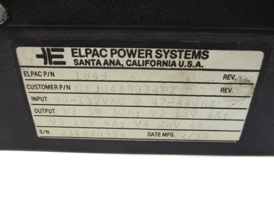 ELPAC POWER SYSTEMS 1849 GE304A9934P2 UNMP