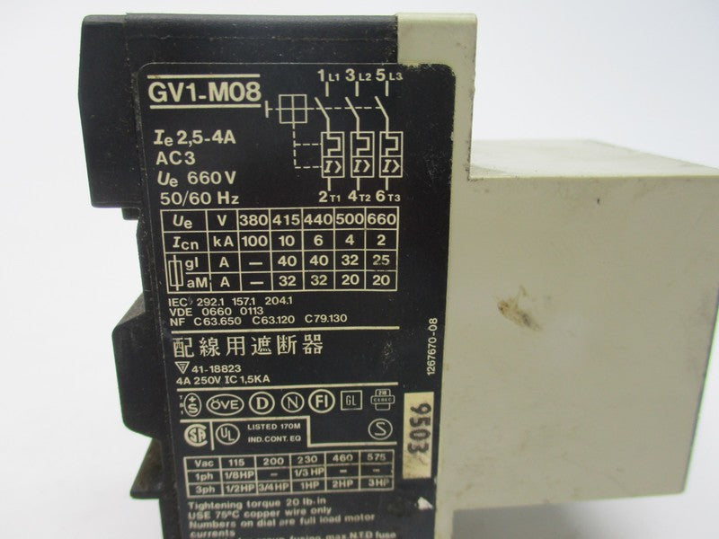 TELEMECHANIQUE GV1-M08 2,5-4A 660V UNMP