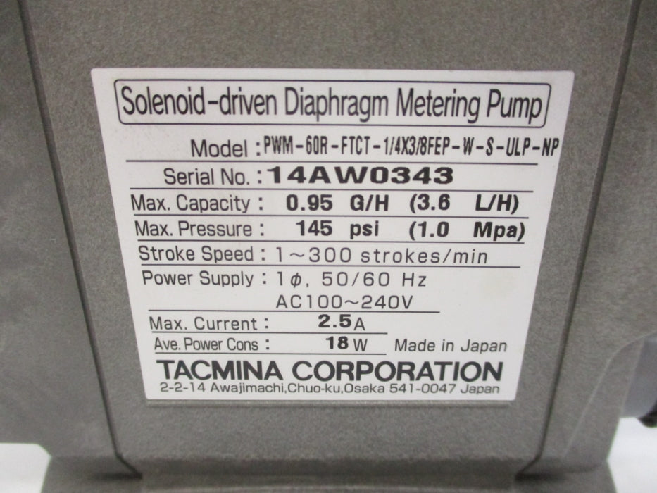 TACMINA PWM-60R-FTCT-1/4X3/8FEP-W-S-ULP-NP 145PSI NSMP