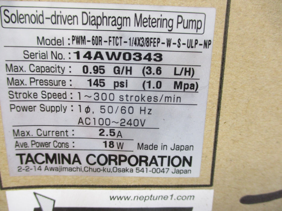 TACMINA PWM-60R-FTCT-1/4X3/8FEP-W-S-ULP-NP 145PSI NSMP
