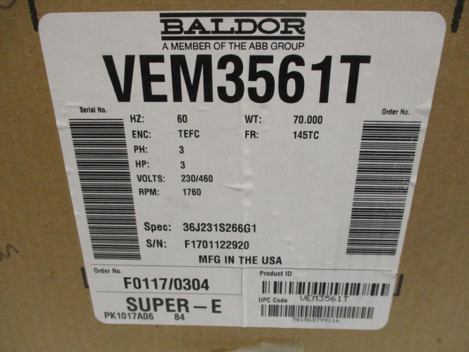 BALDOR VEM3561T SER. F NSMP