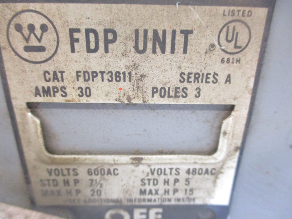 WESTINGHOUSE FDPT3611 SER. A 30A UNMP