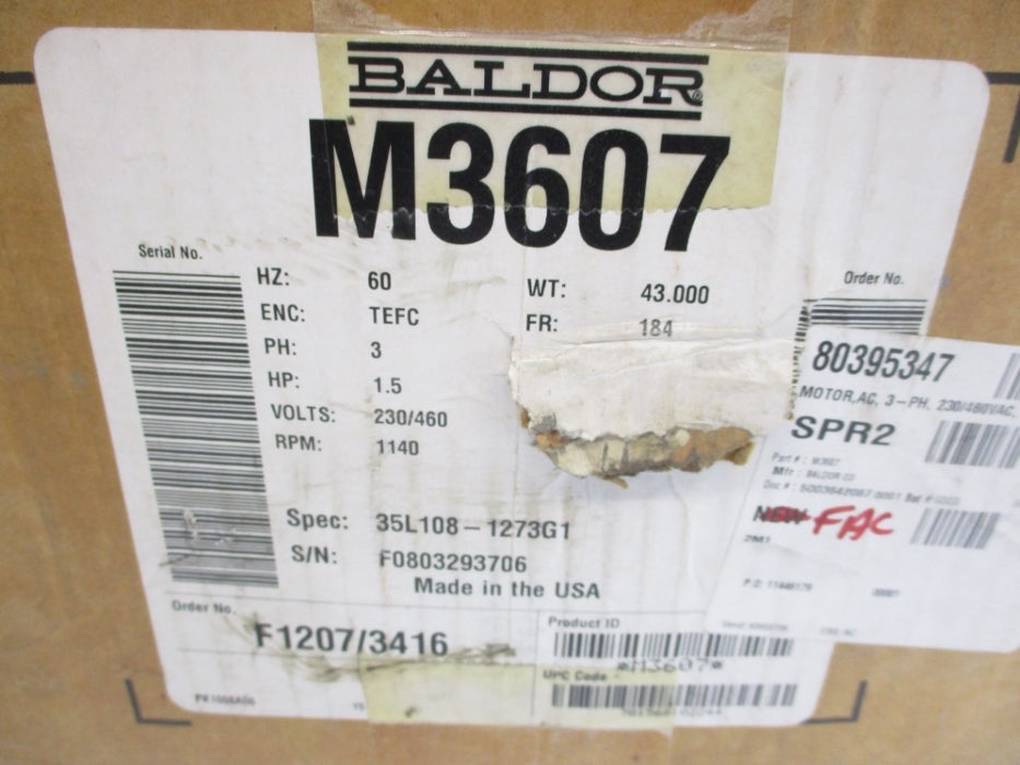 BALDOR M3607 SER. F NSMP