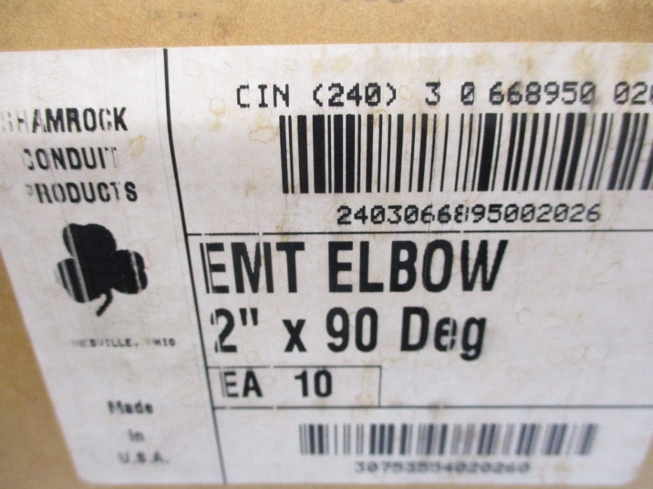 SHAMROCK CONDUIT PRODUCTS EMT ELBOW 2"X90DEG (PKG OF 10) NSMP