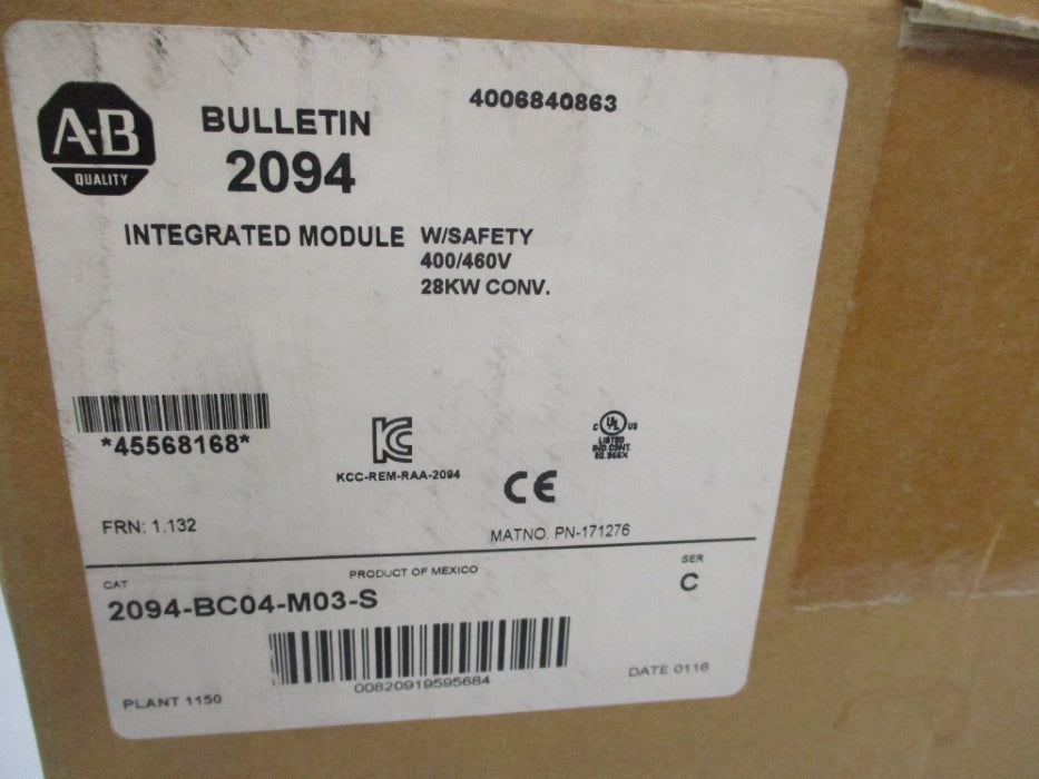 ALLEN BRADLEY 2094-BC04-M03-S SER. C F/W 1.132 NSMP