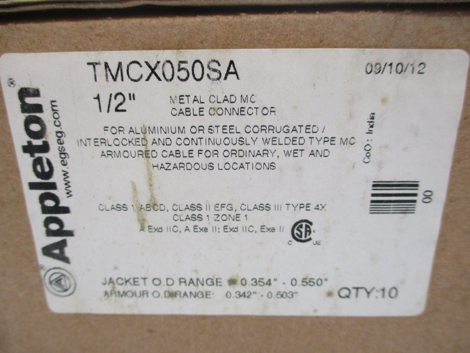 APPLETON TMCX050SA (PKG OF 10) 1/2" NSMP