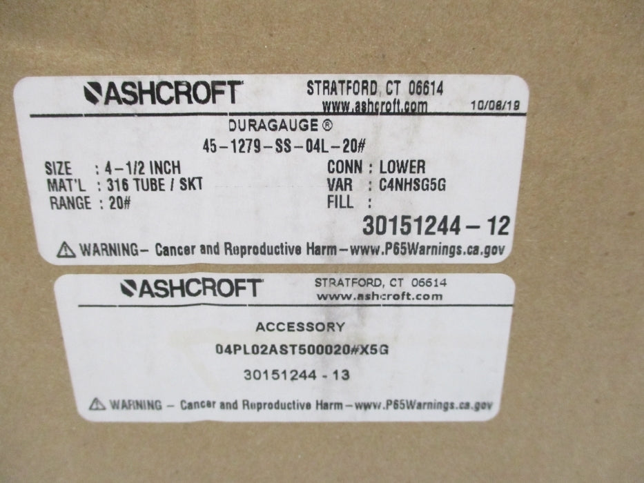 ASHCROFT 45-1279-SS-04L-20# 20PSI NSMP