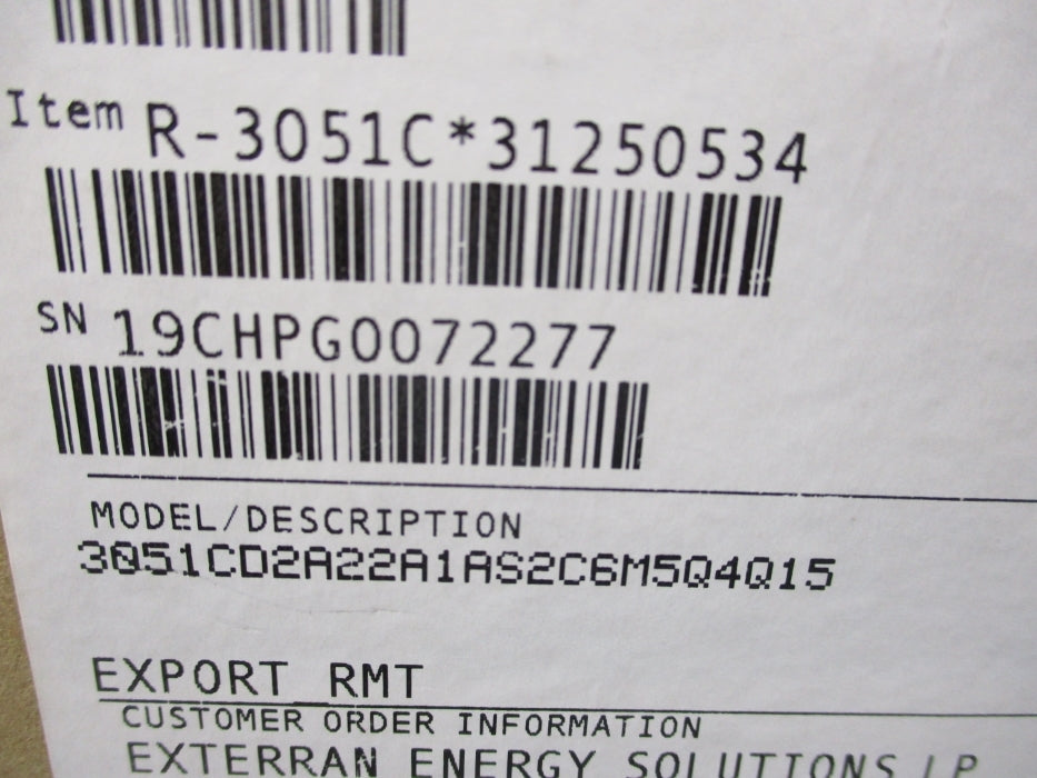 ROSEMOUNT 3051CD2A22A1AS2C6M5Q4Q15 0-250"H2O NSFS