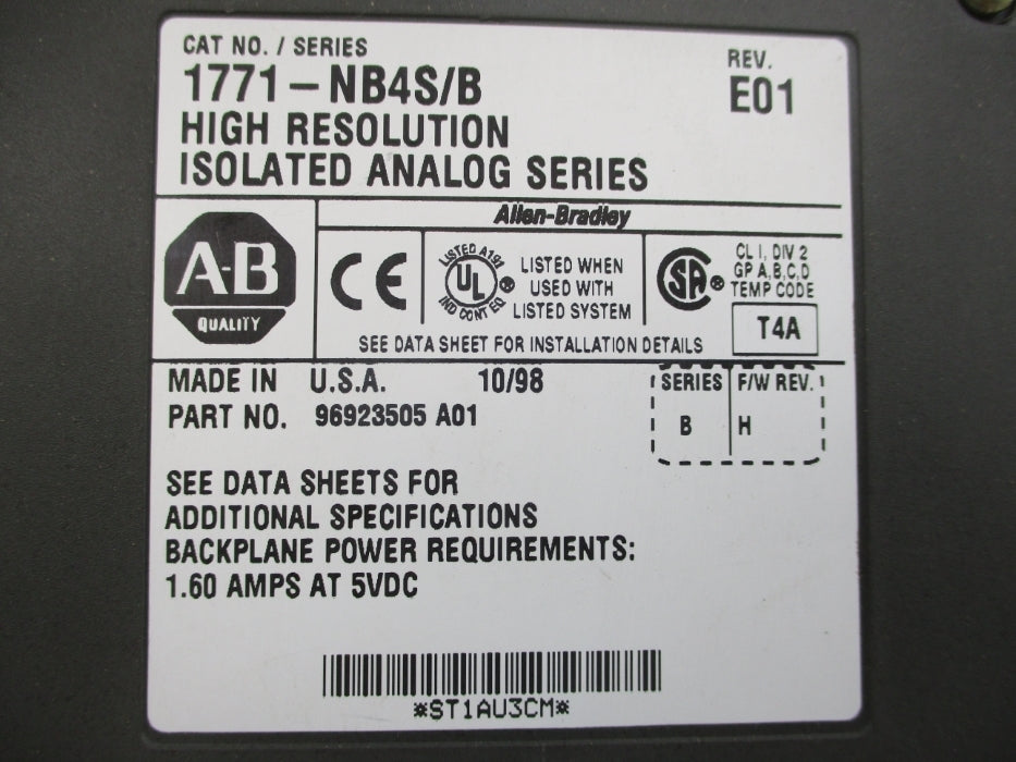 ALLEN BRADLEY 1771-NB4S SER. B F/W H NSNP