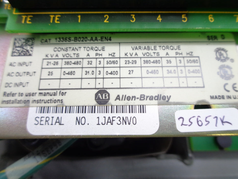 ALLEN BRADLEY 1336S-B020-AA-EN4 SER. D (AS PICTURED) NSNP
