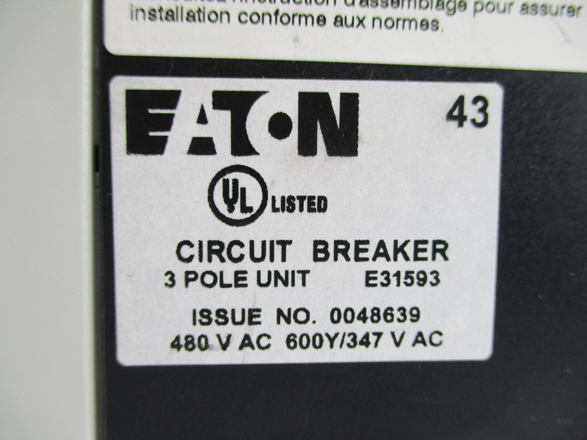 EATON NZMH2-A50-NA 50A 480VAC NUPI